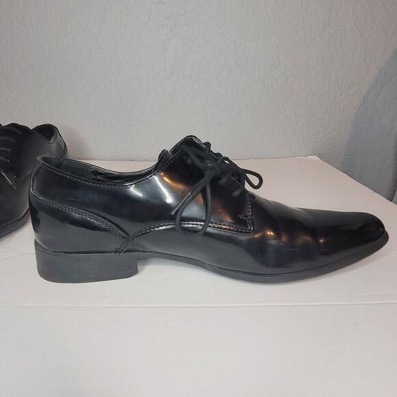Calvin Klein Brodie Black Patent Mens Size 8.5 Oxfords Lace Leather Dress Shoes - Picture 13 of 16